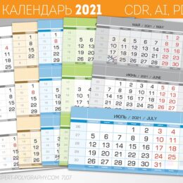 Квартальная векторная сетка 2021 года в 5-ти цветах